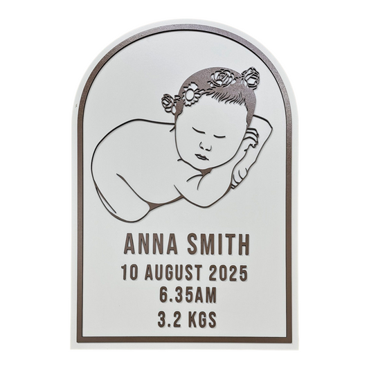 Baby Announcement Arch- girl with flowers