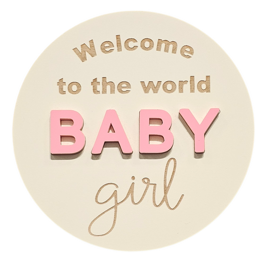 Baby Announcement disc - Baby girl