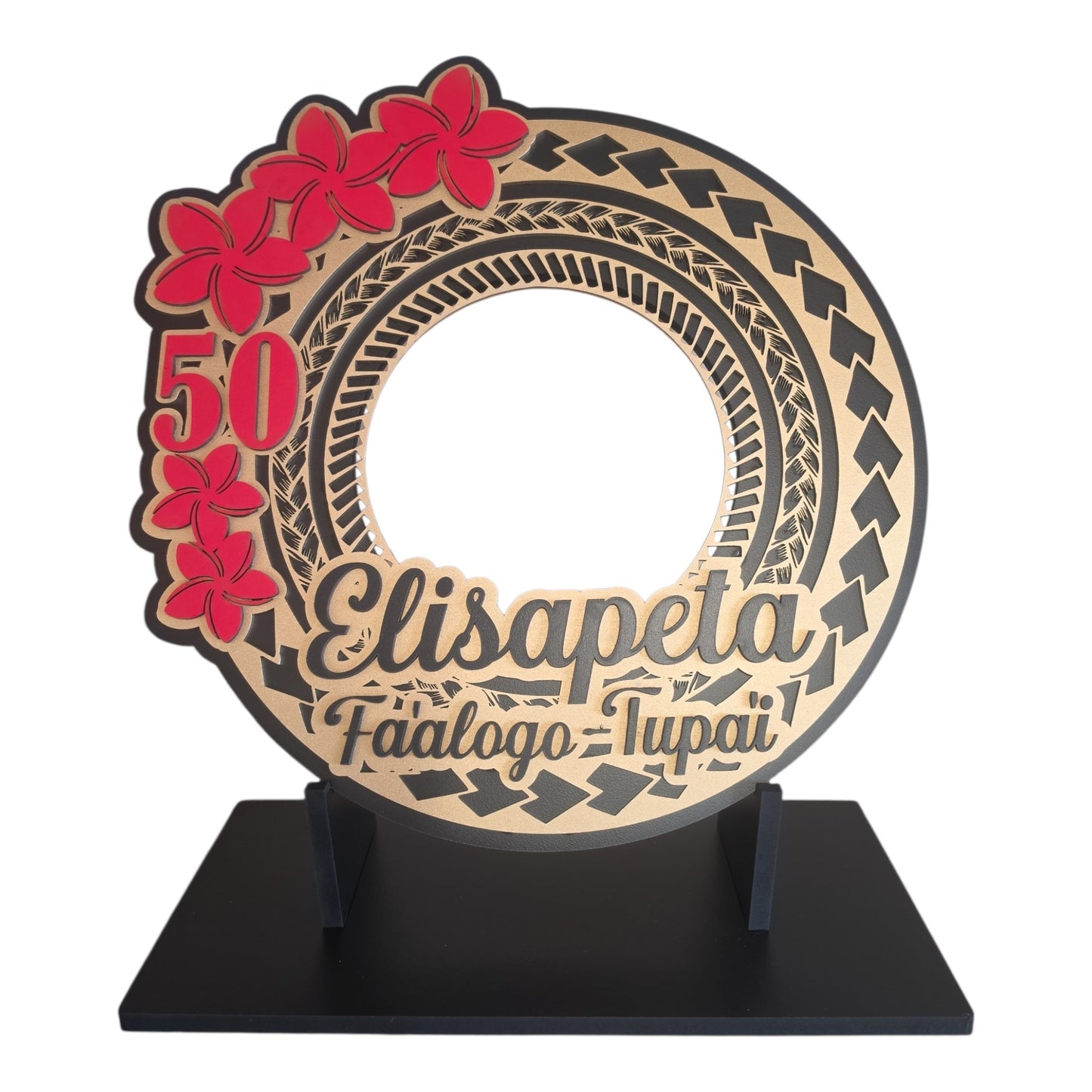 Samoan frangipani 50th birthday plaque