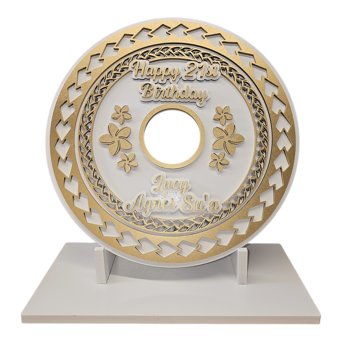 Wood Pacifica and Flower Birthday Plaque