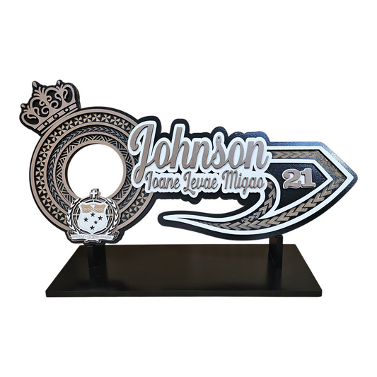 CDW130 - 21st Key - Samoan shield crown engraved key