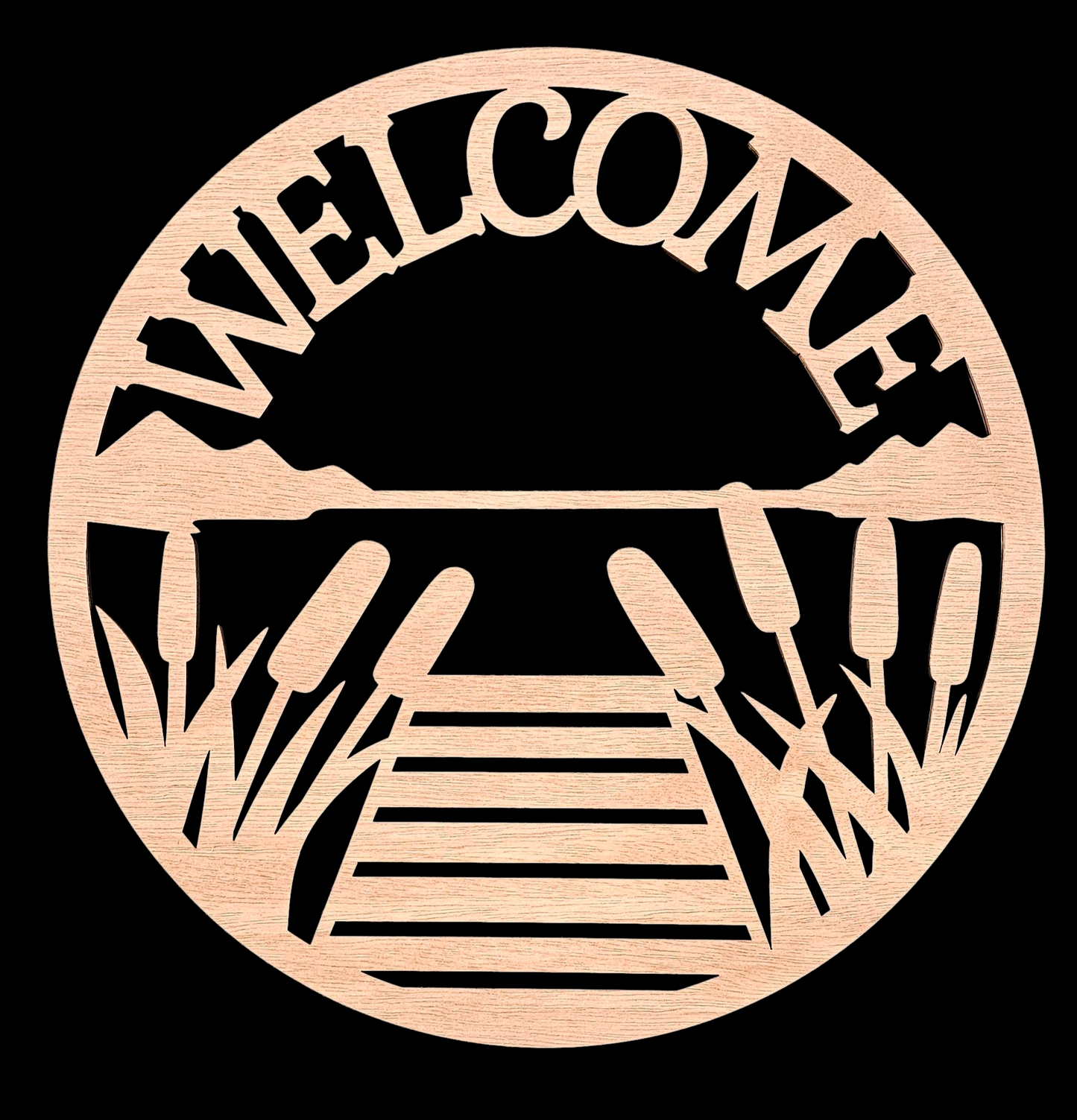 Reeds & wharf welcome sign