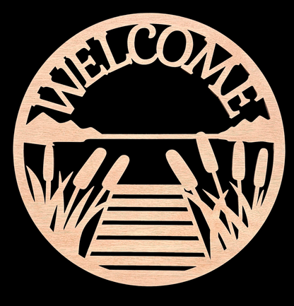 Reeds & wharf welcome sign