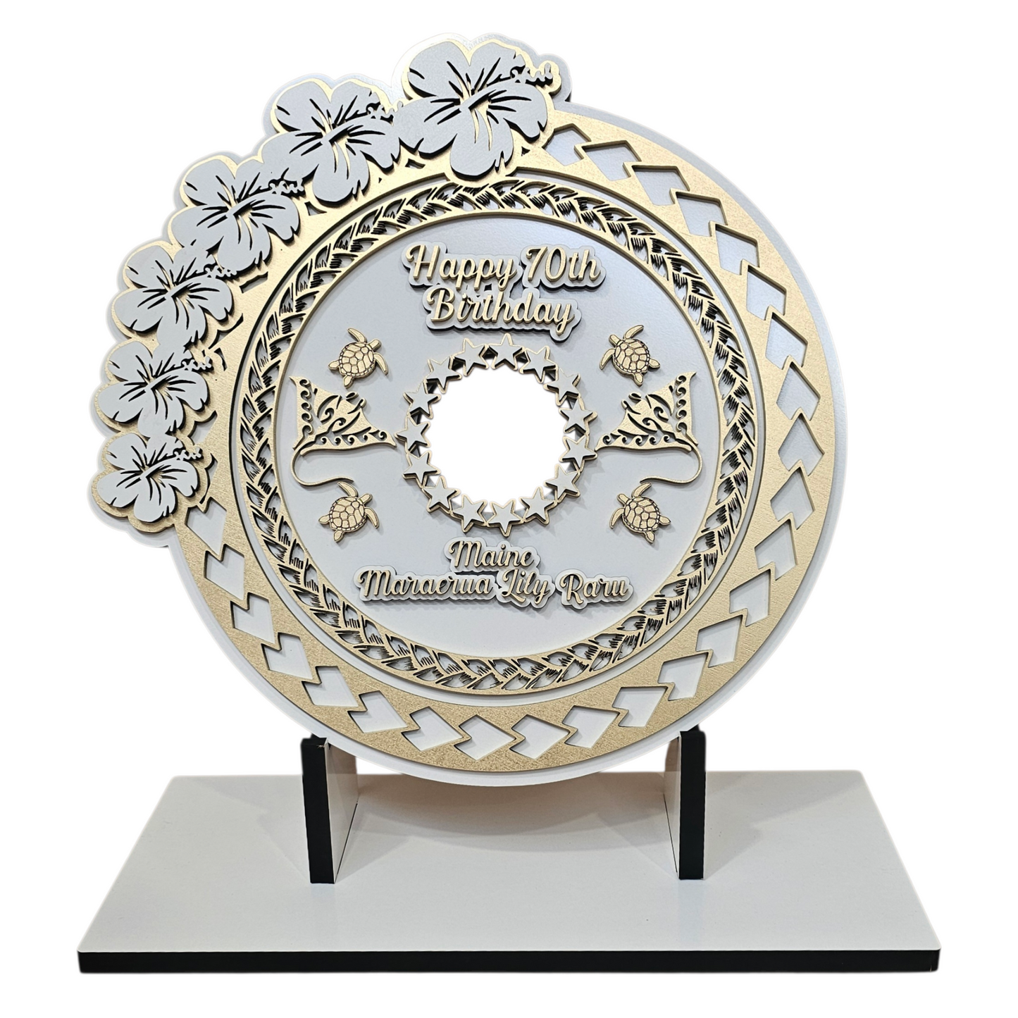 Wood Pacifica Flower Stingray Birthday Plaque