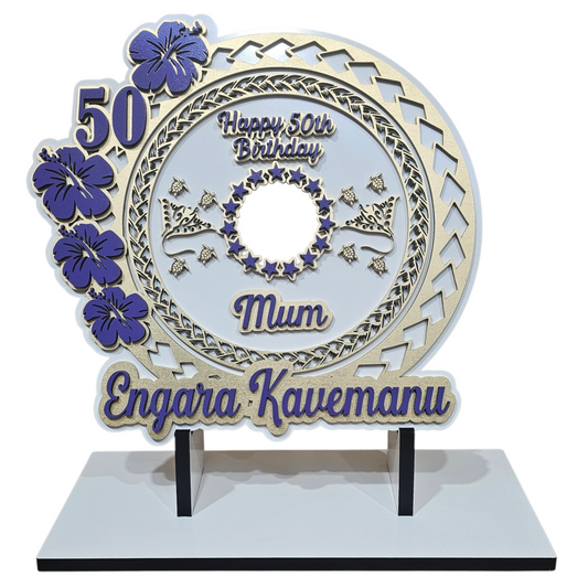 Wood 50th Flower Birthday Plaque