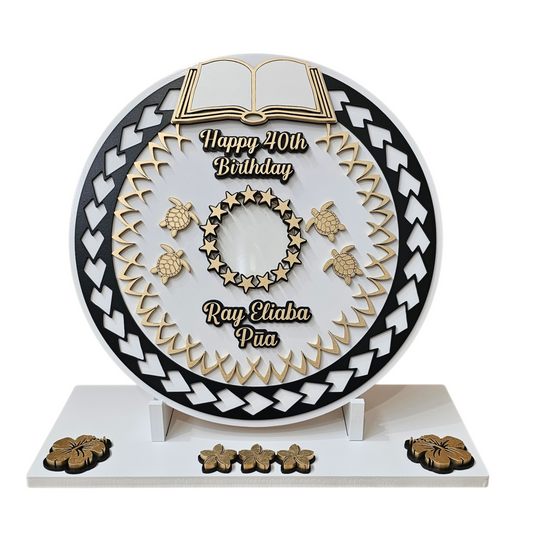 Wood Pacifica Patterns & Bible Birthday Plaque