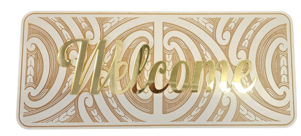 Maori Engraved Sign - Welcome or Kia Ora - CUSTOM Designz Workshop