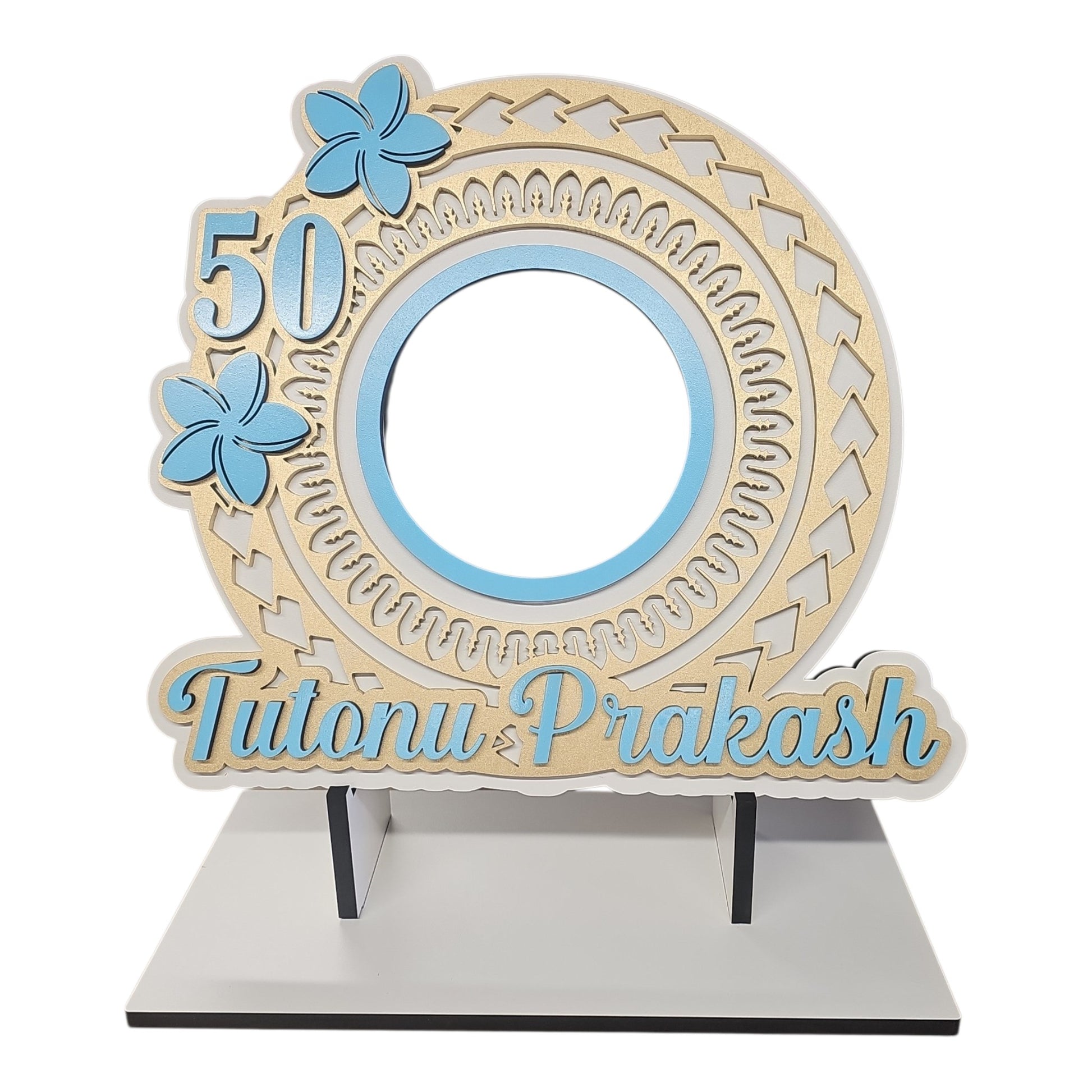 50th wood birthday plaque samoan Indian