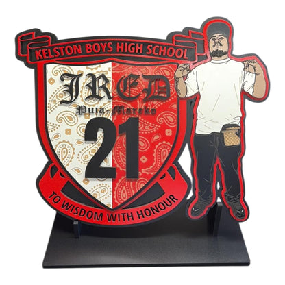 21st wood key school logo kelston portrait gangster