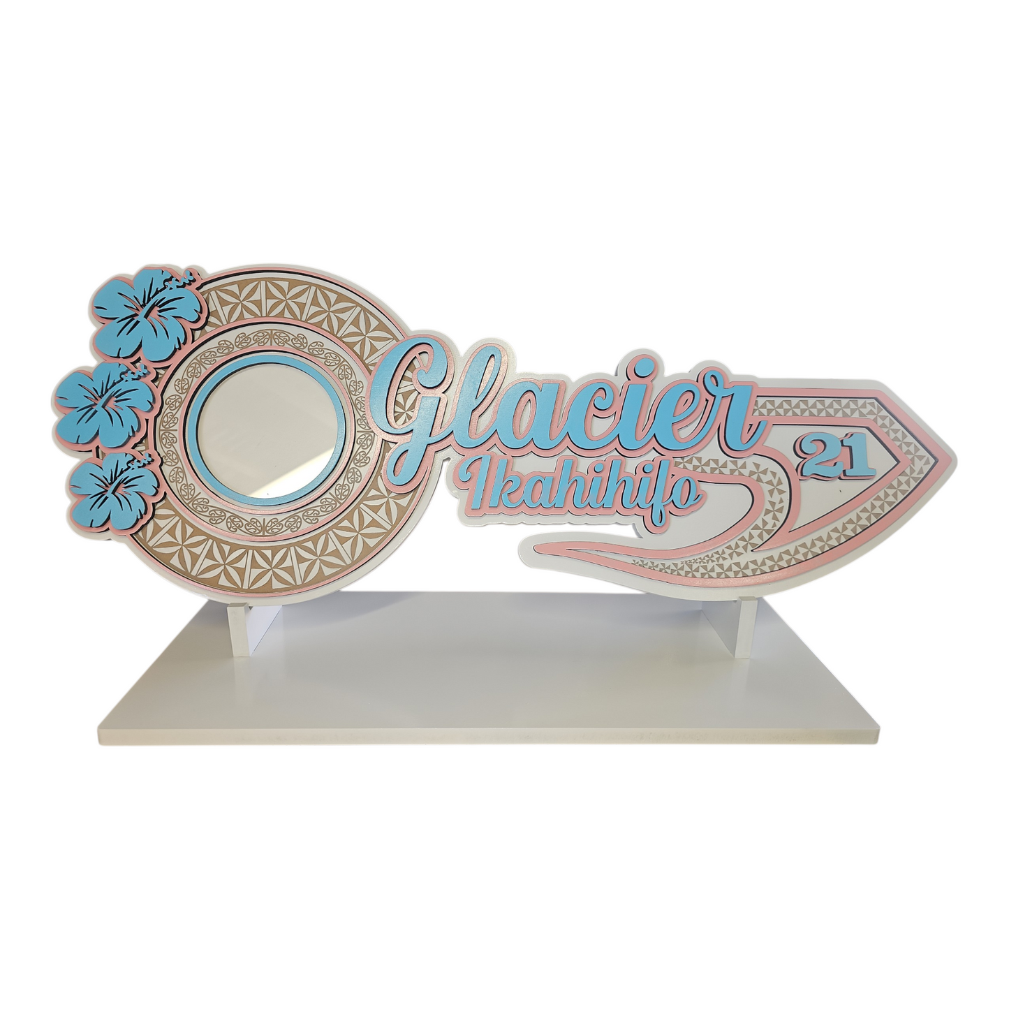 CD332 - 21st Key - Tongan Maori Patterns, Hibiscus Flowers (Melamine)