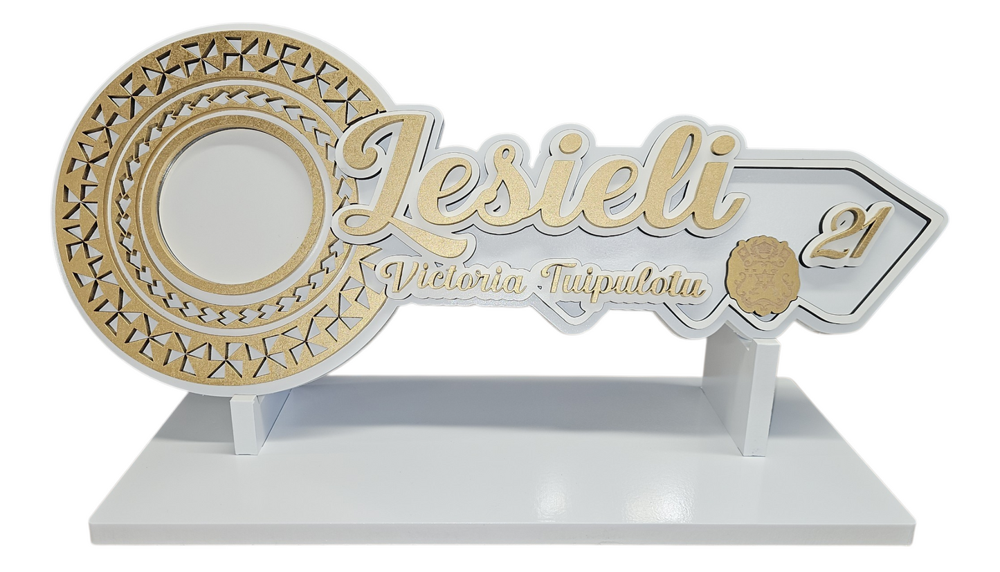 tongan 21st birthday key gold white
