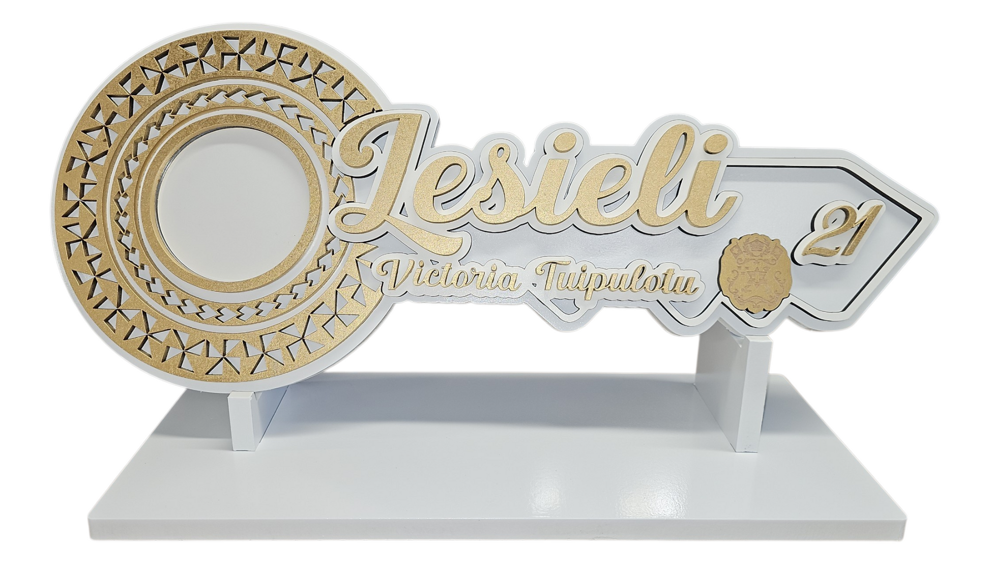 tongan 21st birthday key gold white