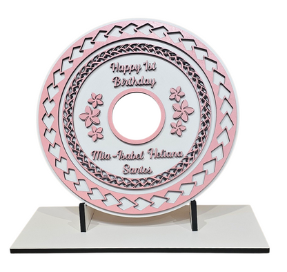 Wood Pacifica and Flower Birthday Plaque