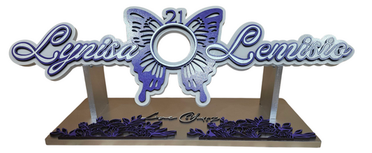 Name key with butterfly 21st wood key