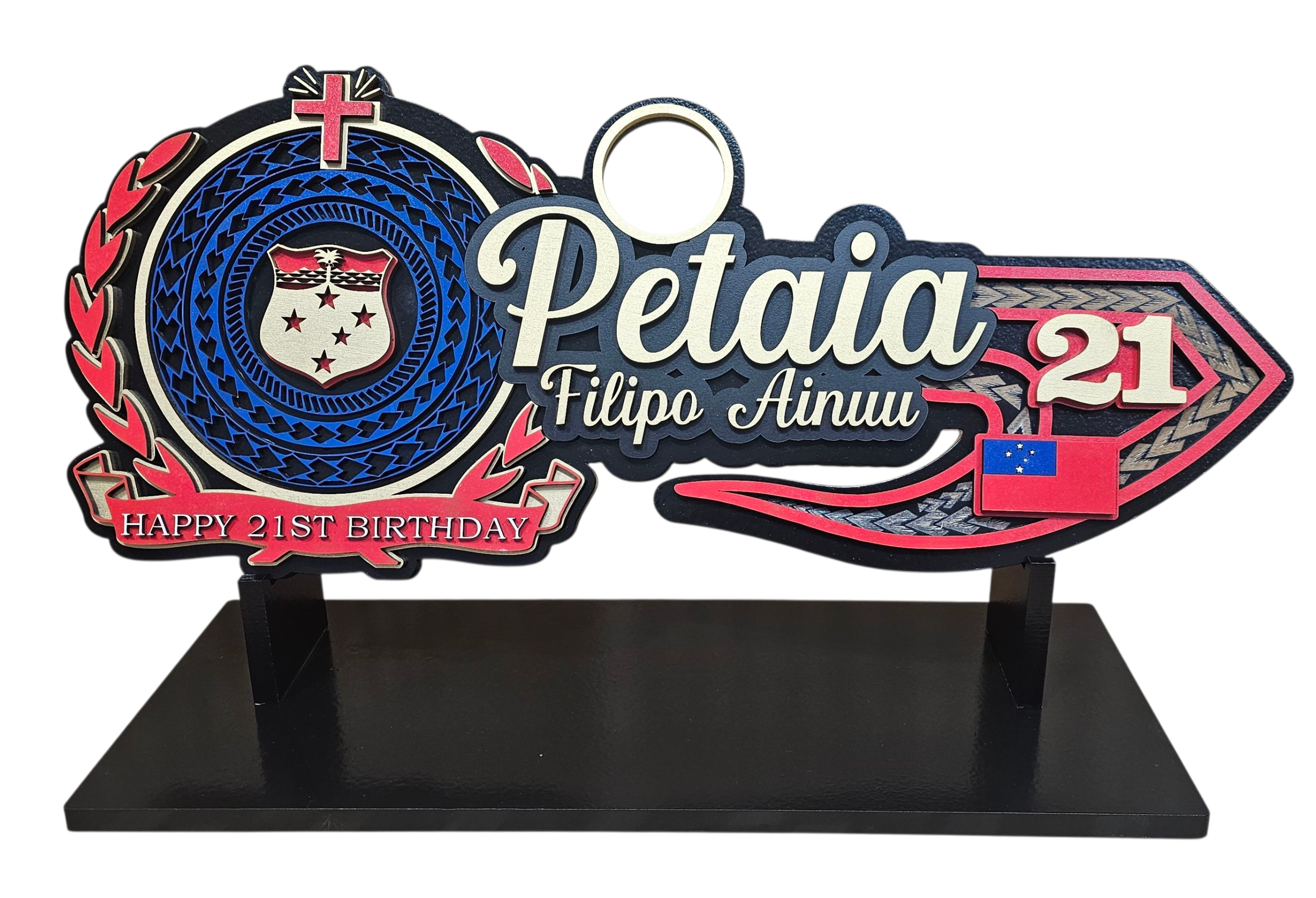 Sheild Samoa CDW251 - 21st Key - Samoan Shield & Flag - CUSTOM Designz Workshop