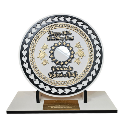 Wood Pacifica Turtle & Cook Island Stars Birthday Plaque