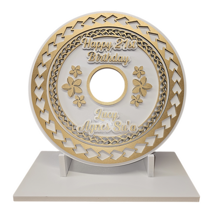 Wood Pacifica and Flower Birthday Plaque